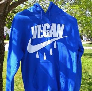 Custom VEGAN print pullover hoodie. Sz small